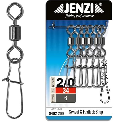 JENZI Sicherheits-Tönnchen Karabinerwirbel Black Nickel Größe 2/0 34 kg