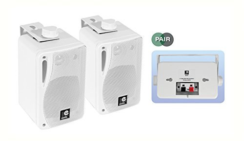 E-Audio 3-Inch 3 Way Mini Speakers - White