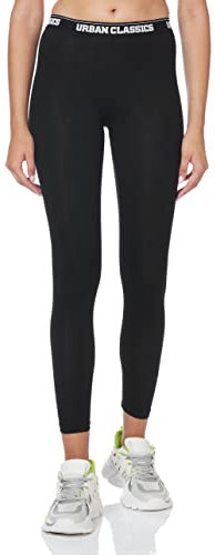 Urban Classics Damen Slim Leggings Ladies Logo TB1492, Gr. 40 (Herstellergröße: L), Schwarz (Black 7)