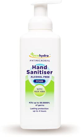 EcoHydra Alcohol Free Foam Hand Sanitiser - 500ml With Pump | NHS Approved, Hospital Grade Sanitiser | Kills Up To 99.9999% of Bacteria and Viruses | Kind On Skin, Safe For Children, Unscented