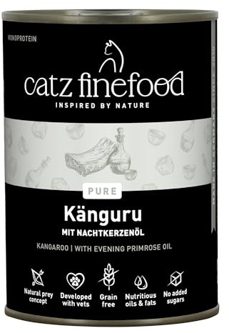 catz finefood Pure Känguru Katzenfutter nass, 6 x 400g Dose | Premium Monoprotein Nassfutter für Katzen, gluten- & getreidefrei, ohne Zucker & künstliche Zusätze, Made in Germany