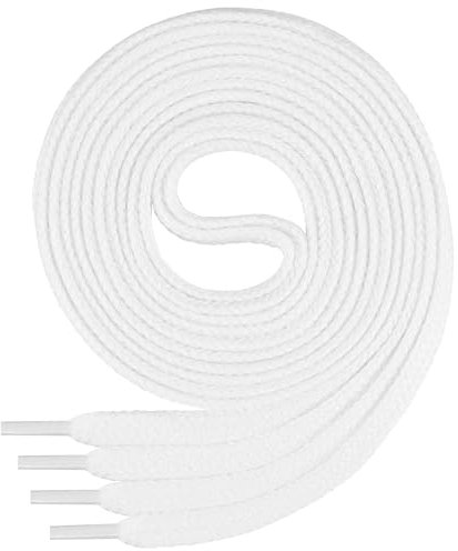 Di Ficchiano - Cordones planos de algodón 100% para zapatillas y calzado deportivo, muy resistentes, aprox. 7 mm de ancho, 45-200 cm de longitud, fabricado en Europa, Unisex, Blanco, 150