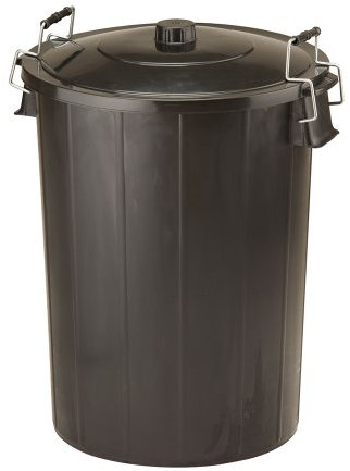 Ward GN346 80L Refuse Bin with Metal Clip Handles - Black
