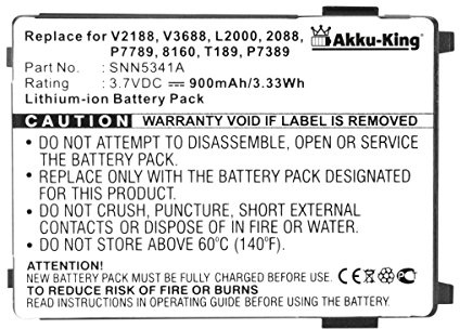 Akku-King Akku kompatibel mit Motorola SNN5517A, MC2-41E15 - Li-Ion 900mAh - für v3688, V50, V51, V3690, T250, T260, Timeport P7389, L7089