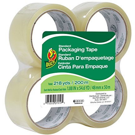 Duck Marken-Verpackungsklebeband, 4 Rollen, 4 cm x 45 m, transparent (240238)