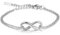 JewelryWe Unendlichkeitszeichen Armband Damen Fußkettchen: Edelstahl Lieben Infinity Unendlichkeit Zeichen Charm Armkette Armreif Fußkette mit Gravur Silber 16.5cm Länge