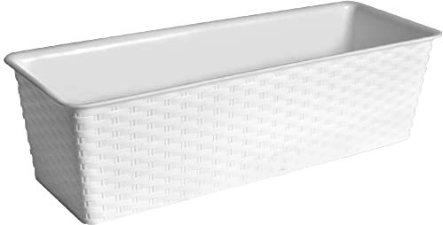 Deuba Braun Polyrattanoptik witterungs- und UV-beständig für Innen- und Außenbereiche Blumenkasten Balkonkasten 50 x 18,5 x 14 cm