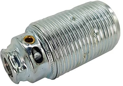 E14 Fassung Metall chromfarben M10x1 Gewinde - Lampenfassung - Metallfassung