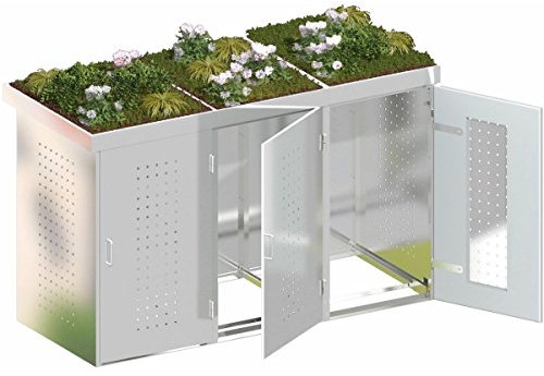 BINTO Mülltonnenbox Edelstahl System 3P - für drei Mülltonnen inkl. Pflanzschalen - 5118