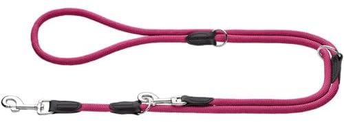 HUNTER Verstellbare Hundeführleine FREESTYLE, Farbe: himbeer, robust & wetterfest, 3-fach verstellbar, Tau mit Polyamid-Kern, liegt weich in der Hand, pflegeleicht, Größe: 10/200