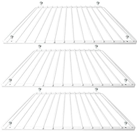 SPARES2GO Fridge Shelf Compatible with New World Refrigerator Freezer (Pack of 3 Shelves, White, Adjustable, Plastic Coated, Extendable Arms)
