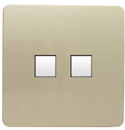 Trendi Switch Artistic Modern Glossy 2 Gang PC Ethernet Socket Champagne Gold