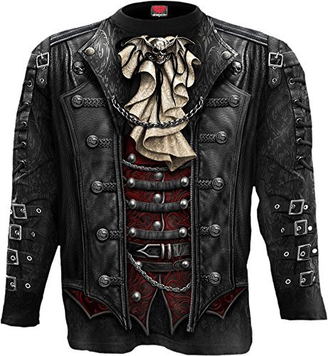 Spiral Men – Goth Wrap – Allover a Maniche Lunghe t-Shirt Taglie Forti Black XXXX-Large