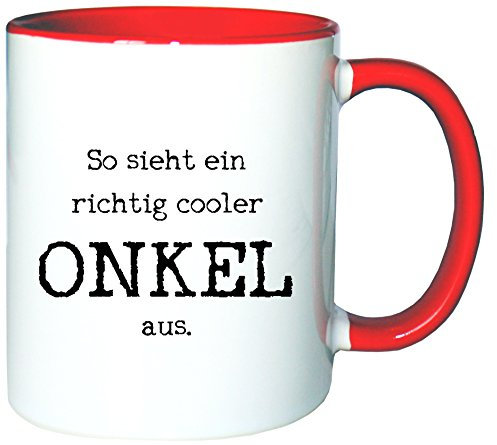 Mister Merchandise Kaffeetasse Becher So Sieht EIN richtig Cooler Onkel aus Uncle Öhme, Farbe: Weiß-Rot