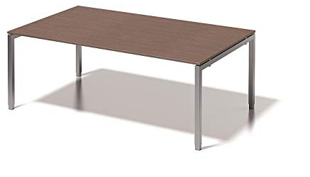 BISLEY Cito Chefarbeitsplatz/Konferenztisch, 650-850 mm höheneinstellbares U-Gestell, Metall, Wn355 Dekor Nußbaum, Gestell Silber, 120 x 200 x 85 cm