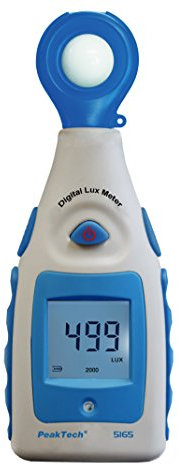 PeakTech Digital Luxmeter, Lichtmesser, Beleuchtungsmessgerät, Helligkeitsmesser, Messgerät mit Messbereich von 0-200000 Lux, 1 Stück, P 5165
