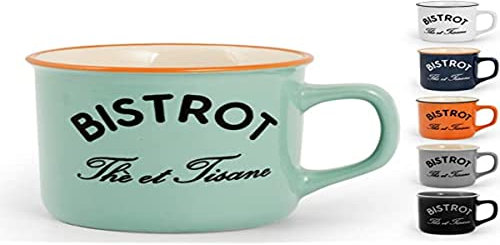 Home Bistro-Set mit 2 Teetassen ohne Untertasse, Steingut, mehrfarbig, 6 Einheiten (1 Stück)