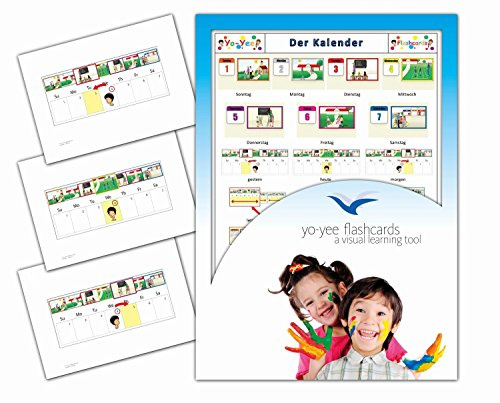 Yo-Yee Flashcards Bildkarten Kalender - Deutsch Lernen mit Bildern - Erweitere spielerisch Grundwortschatz, Satzbau und Grammatik - Für Kita, Kindergarten, Grundschule oder Logopädie
