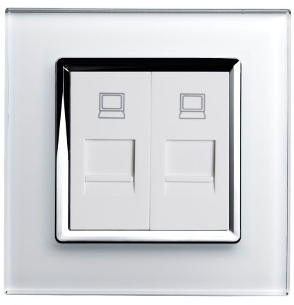 Retrotouch Dual PC RJ45 Socket, White