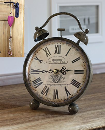 condecoro Nostalgie Uhr Wecker 'Vintage Port' Shabby Landhaus Standuhr braun