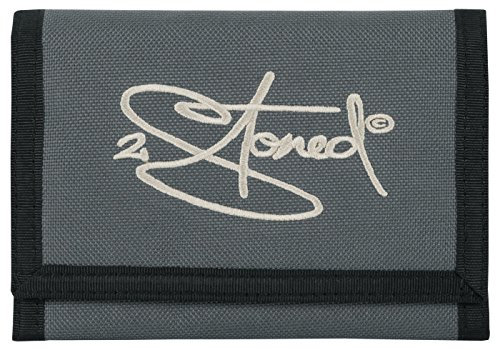2Stoned Geldbörse Wallet Unisex Dark Grey (Anthrazit) mit Klettverschluss, Stick Classic Logo, aus Polyester