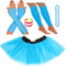 REDSTAR FANCY DRESS® - Tutu-Röckchen, Beinstulpen, Netzhandschuhe, Perlenkette und breite Gummiarmbänder - Neonfarben - Türkis - 32-38