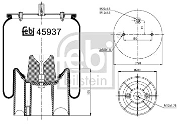 febi bilstein 45937 Luftfederbalg mit Kunststoffkolben, 1 Stück