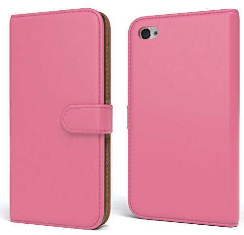 EAZY CASE Tasche kompatibel mit iPhone 4 / 4S Schutzhülle mit Standfunktion Klapphülle im Bookstyle, Handytasche Handyhülle Flip Cover mit Magnetverschluss und Kartenfach, Kunstleder, Pink