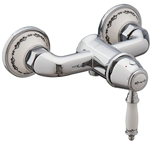 PaulGurkes Nostalgie Duscharmatur im Retro Design Einhandmischer Landhausstil Mischbatterie Armatur für Dusche Duscharmatur Aufputz Mischbatterie Wasserhahn für Duschen Brausebatterie Antik