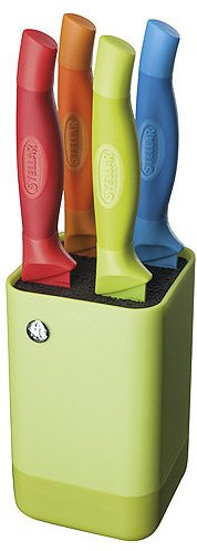 Stellar Horwood SH50B 4 PCE Steak Knife Block Set, Lime, Orange/red/Blue/Green
