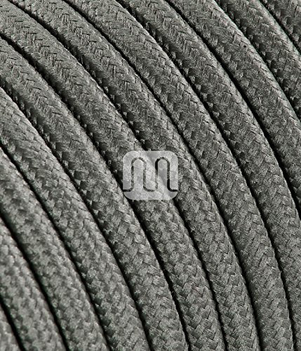 Câble électrique rond recouvert de tissu coloré gris taupe 2 x 0,75 pour lustres, lampes, abat jour design. Fabriqué en Italie.