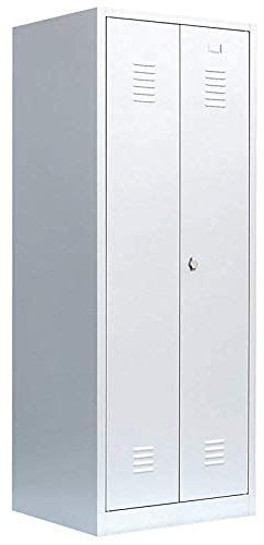 Lüllmann Spind Kleiderspind komplett montiert universell einsetzbar Spindschrank grau 180x80x50cm abschließbar PutzSpind 515720 für Hauswirtschaftraum und Personalraum
