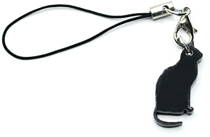 Miniblings Katzen Handyanhänger Schwarze Katze Hexe Haustier Elegant Tier- Handmade Modeschmuck I Anhänger Handyschmuck Schlüsselanhänger