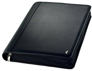 Chronoplan 50864 nachfüllbarer Terminplaner / Organizer / Terminkalender Mappe aus Premium Vollrindleder (Format A4 (265 x 345 mm) mit Reißverschluss, Ringbuch, ohne Kalendarium) schwarz