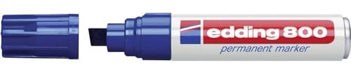 edding 800 Permanentmarker - blau - 1 Stift - Keil-Spitze 4-12 mm - für breite Markierungen - wasserfest, schnell-trocknend, wischfest - für Karton, Kunststoff, Holz, Metall, Glas