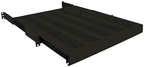 LogiLink SF1S15B - Ausziehbarer Fachboden (1 HE) für Stand-, Serverschränke mit 1200mm Tiefe, 35kg Tragkraft, Schwarz