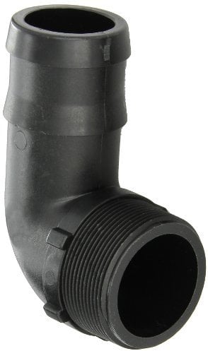 Banjo HB200-90 Polypropylene Hose Fitting, 90 Degree Elbow, 2 NPT Male x 2 Barbed