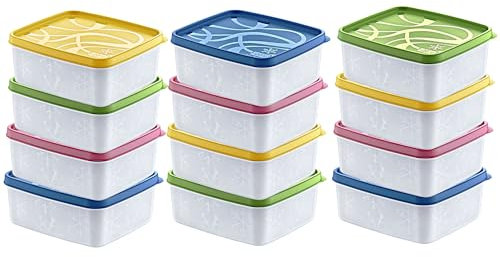 Annastore 12 x Tiefkühldosen 650 ml - Gefrierdosen zum Einfrieren - Frischhaltedosen stapelbar - Vorratsdosen zum Einfrieren und Auftauen - Mikrowellendosen - 650 ml