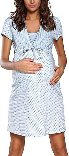 Italian Fashion Camison Lactancia Hospital | Ropa Premama Embarazada | Ropa Embarazada Mujer Suave y Cómoda | Camison Hospitalario Mujer | Bata Maternidad Hospital S-XXL