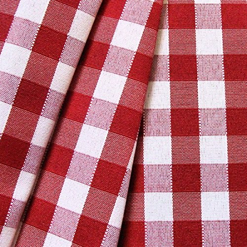 STOFFKONTOR Dekostoff Outdoorstoff kariert Stoff Meterware Rot-Weiss