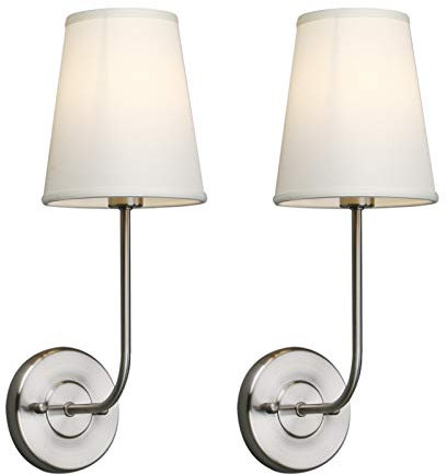 Yosoan Wandlampe Beige Trichter Stoffschirme Wandleuchte Einfache Moderne Mode Kreative Wandleuchte mit Stoffschirme (2 Stücke Gebürsteter Edelstahl Farbe)