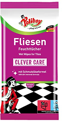 Poliboy - Fliesen Feuchttücher - ideal zur intensiven Reinigung für Fliesen und Steinböden - Einzeln - 1x15 Tücher - Made in Germany