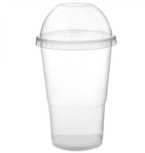 Drinkstuff - Confezione di 100 bicchieri con coperchio a cupola, ideale per smoothie, milkshake ed altri, 300 ml