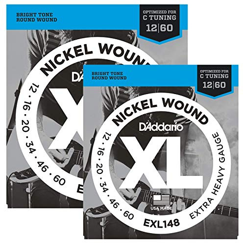 D'Addario EXL148 nickel wound 12-60 extra heavy gauge strings (2 PACKS)