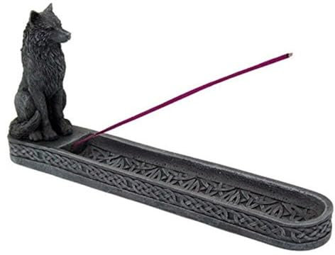 PTC Räucherhalter - Schwarzer Wolf - Gothic aus Kunststein