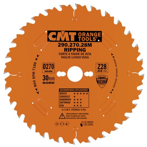 CMT Orange Tools 290.270.28 M – Circular Saw Blade 270 mm x 2.8 x 30 Teeth 28 ATB 20 Degrees