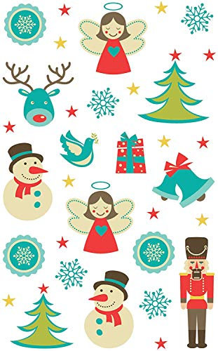 AVERY Zweckform 36 Aufkleber Weihnachten Engel Schneemann Motive (Made in Germany, Weihnachtssticker Papier, selbstklebende Weihnachtsdeko für Karten, Geschenke, Tüten) 2 Bogen/je 18 Sticker, 52771