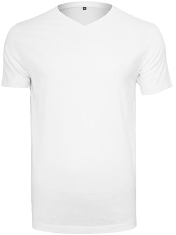 Build Your Brand Light T-Shirt V-Neck, XL, White