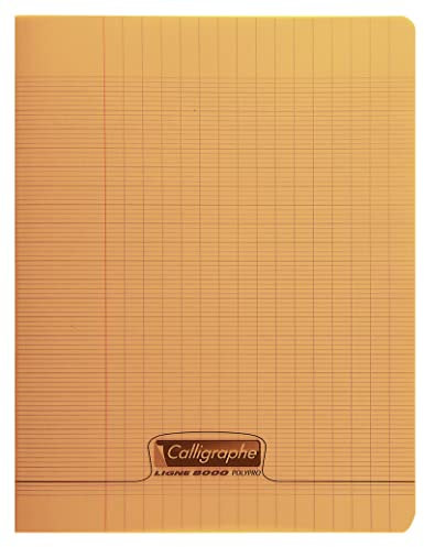 Calligraphe 18178C Un Cahier Agrafé Orange (une Marque de Clairefontaine) - 24x32 cm - 48 Pages Grands Carreaux - Papier Blanc 90 g - Couverture Polypro Transparent