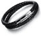 OIDEA Geflochtene Leder Armband, auch Echt Leder, Doppelschicht, Schwarz